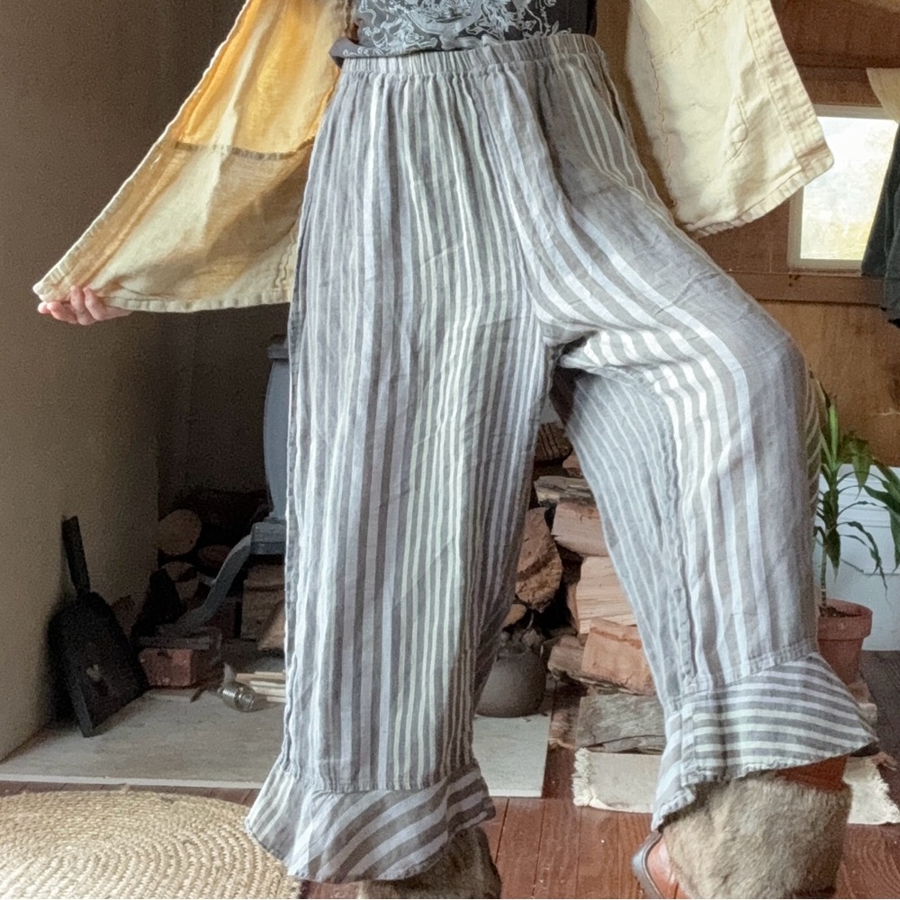 Flax Linen Ruffle clown pants